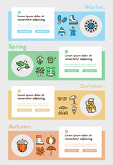 Naklejka premium Seasons items color linear icons set