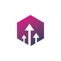 color hexagon arrow logo design