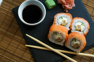 Sushi on a restaurant table