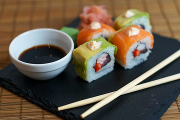 Sushi on a restaurant table