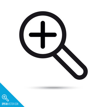 Magnifying glass, magnification UI symbol vector line icon