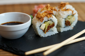 Sushi on a restaurant table