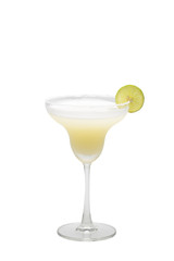 Glass of Margarita cocktail white backdrop with clipping path.