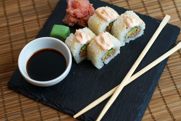 Sushi on a restaurant table
