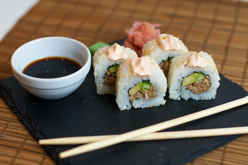 Sushi on a restaurant table