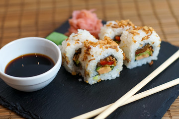 Sushi on a restaurant table