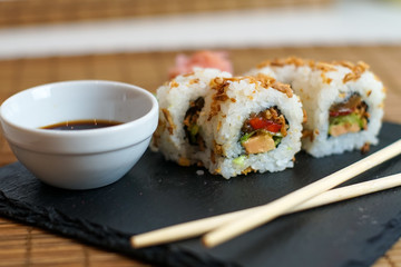 Sushi on a restaurant table