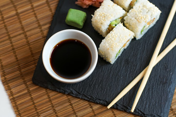 Sushi on a restaurant table