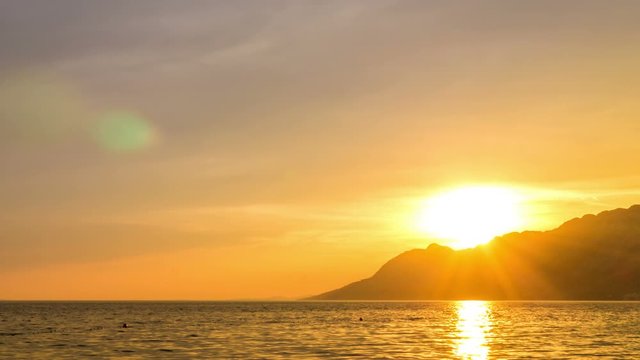 Croatia. Brela town (Makarska riviera). Sunset timelapse.	