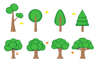 tree symbol icon element web game presentation with bird and butterfly