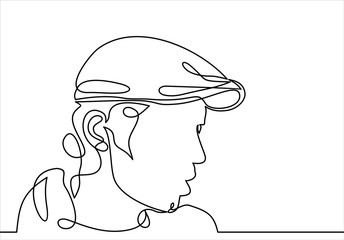 Obraz premium handsome man in wearing a retro cap. Vector continuous line.