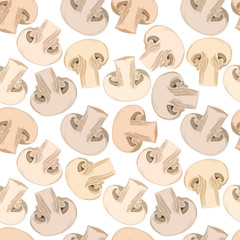 Colorful Seamless pattern with illustration of mushroom. With transparent background.