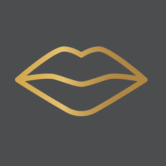 golden lips icon- vector illustration