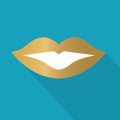 golden lips icon- vector illustration