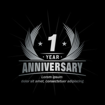 1 Year Logo Design Template. Anniversary Vector And Illustration Template. 