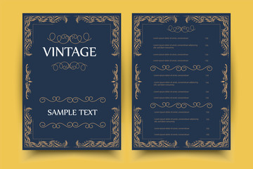 Vintage Ornament Greeting Card Vector Template and retro invitation design background, can be used for wedding flourishes ornaments frame.