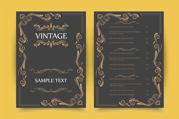Vintage Ornament Greeting Card Vector Template and retro invitation design background, can be used for wedding flourishes ornaments frame.