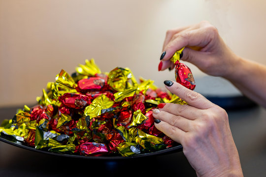 Christmas Individually Wrapped Chocolate Fondant In A Bowl.