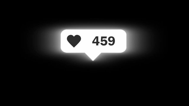 3d design like heart animation on alpha channel, motion graphics of super likes on chroma screen background