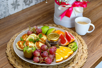 Set of food for morning coffee