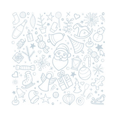 Christmas and New Year holidays seamless pattern. Christmas and New Year doodle decoration elements endless background. Part of set.