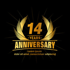 14 years logo design template. Anniversary vector and illustration template. 