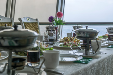 View from the revolving restaurant, Hotel in Pyongyang, North Korea