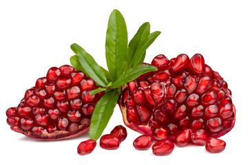 Ripe pomegranate fruit isolated on white background
