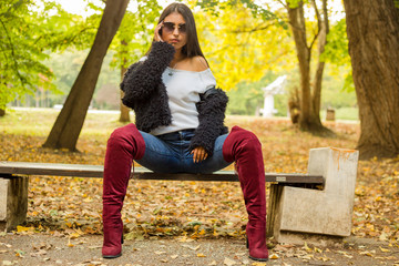 Fall portrait woman in the park