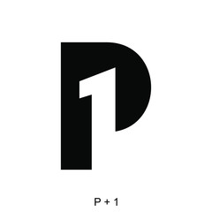 letter P and 1 for icon or logo design concept ready to use