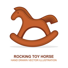 Rocking toy horse symbol. Toy rocking horse hand drawn vector illustration. 