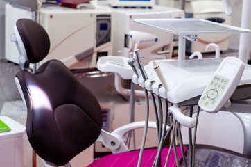 Dentist's office, dentist medical instruments. Dentist tools.