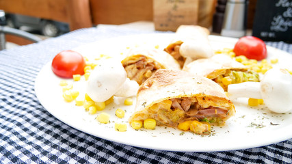 Tortilla on a restaurant table