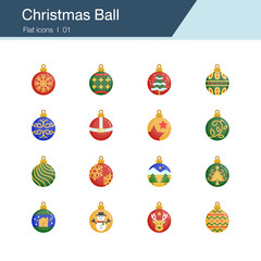 Christmas Ball icons. Flat design. For presentation, graphic design, mobile application, web design, infographics, UI.