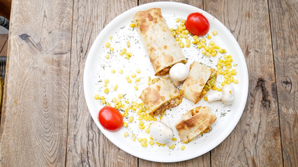 Tortilla on a restaurant table