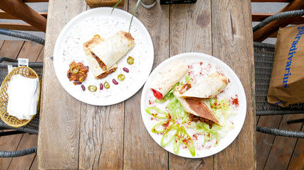 Tortilla on a restaurant table