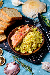 salmon and couscous fillet fitness slimming menu
