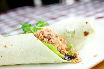 Tortilla on a restaurant table