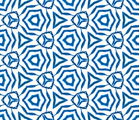 Blue summer seamless pattern. Hand drawn watercolo
