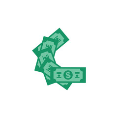 US Dollar stock paper bank notes icon sign business finance money concept vector illustration