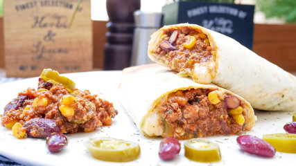 Tortilla on a restaurant table