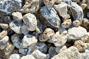 Natural gray gypsum stone. Close up image of stones with black and white. Industrial mining area. Limestone mining, quarry - Image