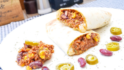 Tortilla on a restaurant table