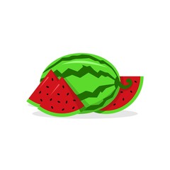 Watermelon vector illustration with shadow isolated on white background