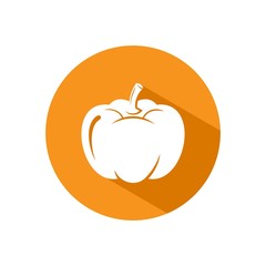 Pumpkin icon vector isolated on orange circle. Illustration of pumpkin