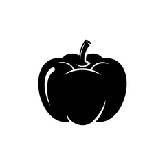 Black pumpkin icon vector isolated on orange circle. Illustration of pumpkin