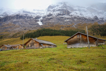 View of country village in nature and environment at swiss