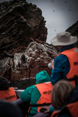 Touristen auf einem Boot