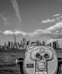 skyline of Manhattan from the island of Liberty Island