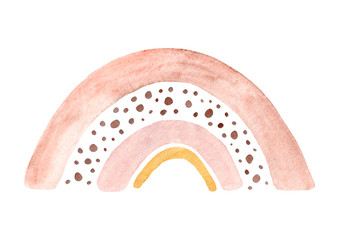 Watercolor hand painted cute rainbow. Illustration isolated on white background.